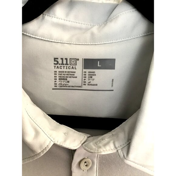 5.11 TACTICAL - MENS LIGHT GREY POLO SHORT SLEEVE SHIRT SIZE LARGE - Picture 3 of 6